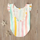 2020 Summer Swimsuit Toddler Baby Kids Girls Beach Swimsuit Swimwear Bikini Set Monokini Rainbow Striped Bathing Suit