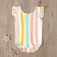 2020 Summer Swimsuit Toddler Baby Kids Girls Beach Swimsuit Swimwear Bikini Set Monokini Rainbow Striped Bathing Suit