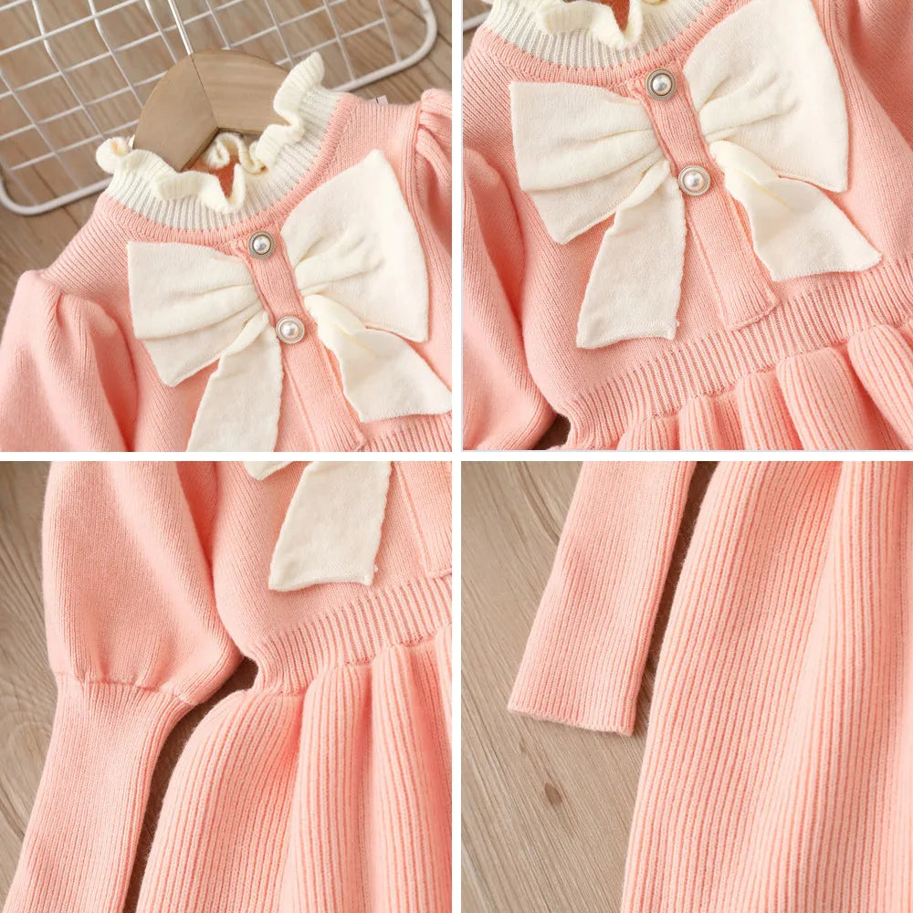 Long sleeve princess dresses with bow