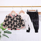 3pcs s tracksuits bear print cardigan coat+hooded shirts+pants