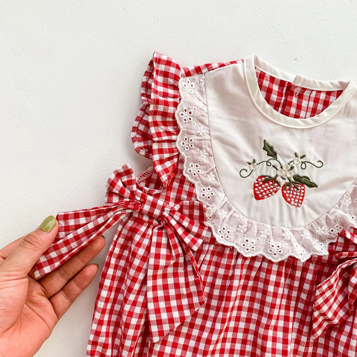 Embroidery Strawberry Romper