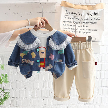 Children's 3-Piece Set Jacket with Ruffles