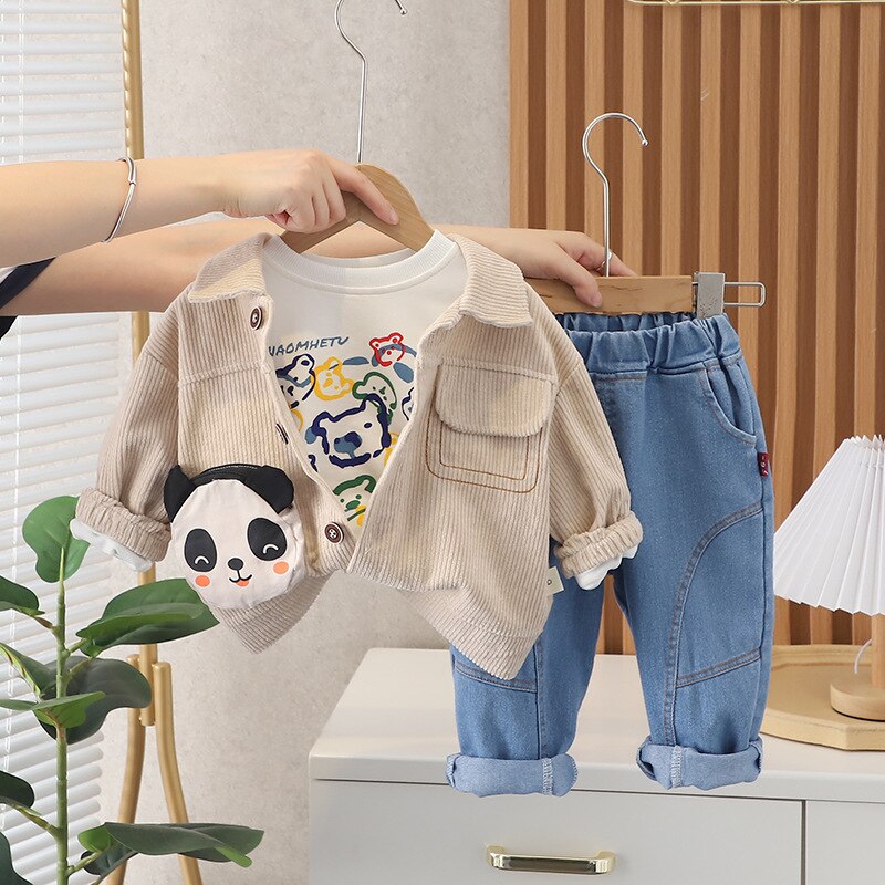 3PCS Clothes Set Cartoon Animal Bag