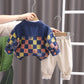 3PCS Clothes Set Plaid Denim Jacket Long Sleeve Sweatshirt Sweatpant