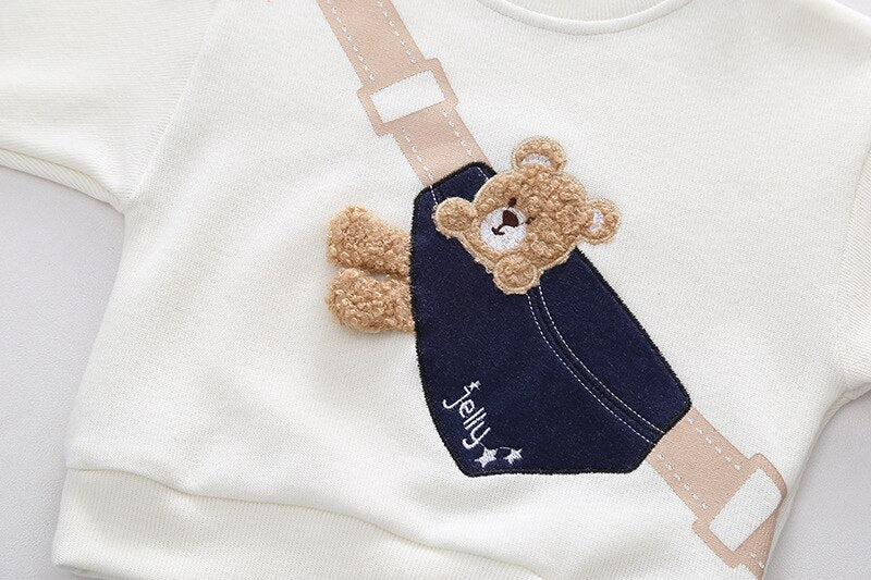 2PCS Clothes Set Embroidery Patch Cartoon Bag Bear