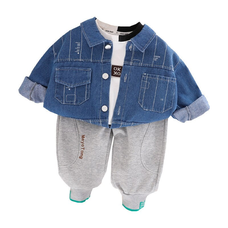 Children's Set 3 Pieces Shirt With Sweatshirt Pants