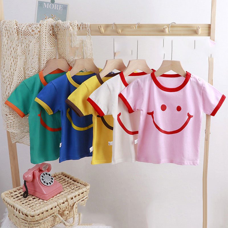 Summer Short Sleeve T-Shirt Cotton Tees Smile