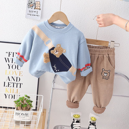 2PCS Clothes Set Embroidery Patch Cartoon Bag Bear