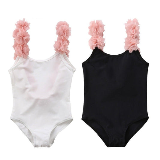 2018 Brand New Toddler Infant Child Kids Baby Girls 3D Floral Solid Swimwear Swimsuits Beachwear Backless One Piece Outfit 2-7T