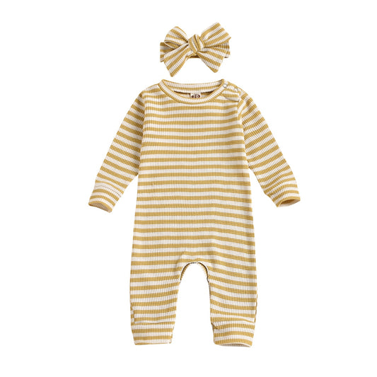 Striped Jumpsuit with Bow