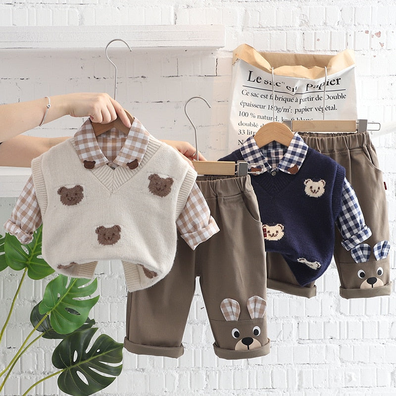 Children's Set 3 pieces Shirt with Sweater