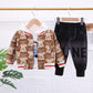 3pcs s tracksuits bear print cardigan coat+hooded shirts+pants