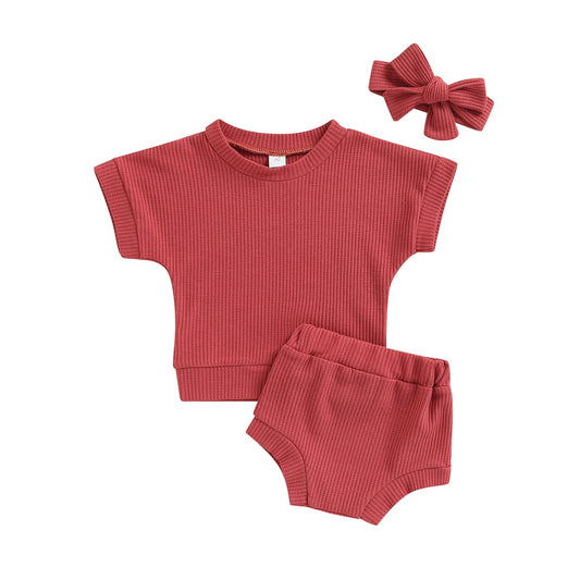 Ribbed Set Panty + Shirt + Bow