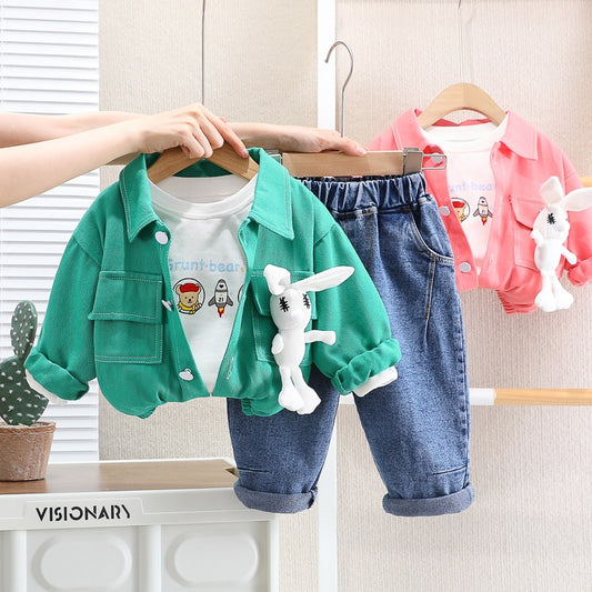 Children's Set 3 pieces Jacket Pockets Long Sleeve